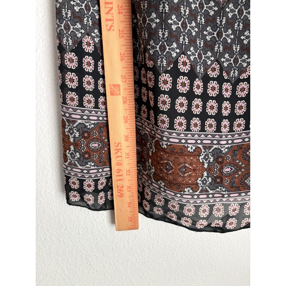 Charlotte Russe Womens Boho Medallion Print V-Neck Shift Dress Grey Brown Pink M - Picture 3 of 4